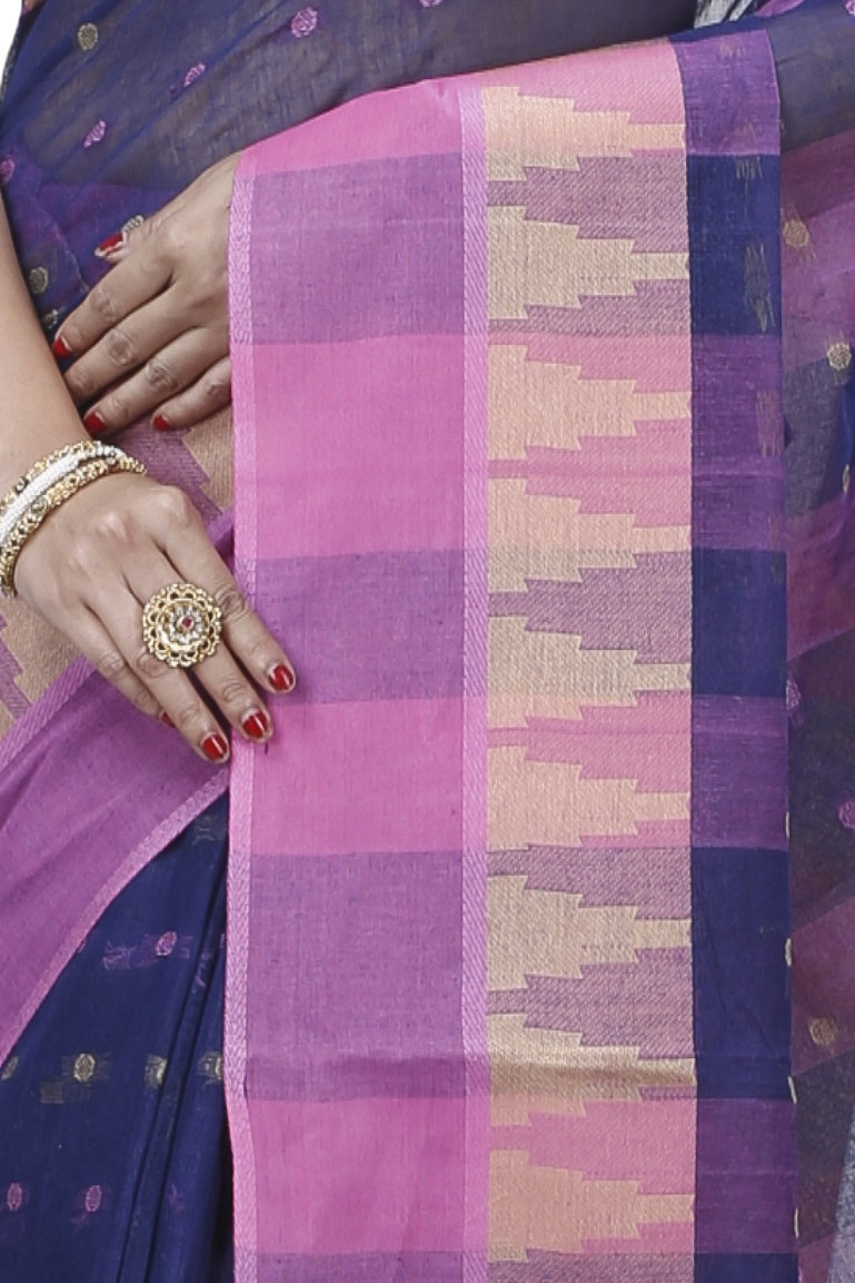 Naby Blue Pure Cotton Jamuna Tant Saree (1312)